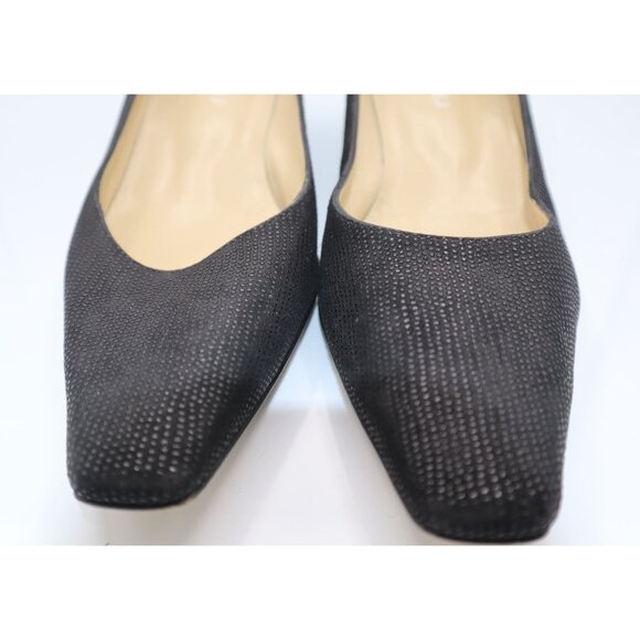 Bruno Magli Black Textured Leather Square-Toe Heels Size 10 Chic Career Work - Picture 3 of 8